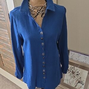 Soft Surroundings Royal Blue Button-Down Shirt